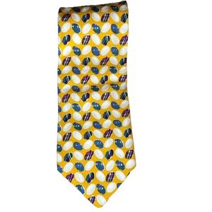 Ungaro Paris Yellow Multicolor Print Men's‎ Tie 100% Silk Necktie